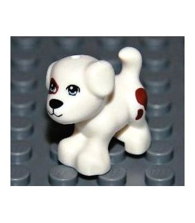 White Dog Small Standing with Patch over Eye and Spots Pattern
