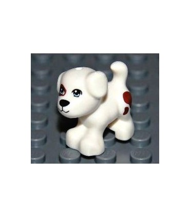 White Dog Small Standing with Patch over Eye and Spots Pattern