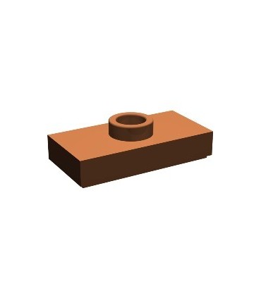 Reddish Brown Plate, Modified 1 x 2 with 1 Stud with Groove and Bottom Stud Holder (Jumper)