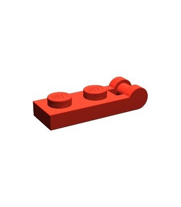 Red Plate, Modified 1 x 2 with Handle on End - Closed Ends