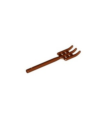 Reddish Brown Minifig, Utensil Pitchfork Type 2 - Flat Bottom, Soft Plastic