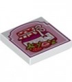 White Tile 2 x 2 with Strawberry Preserves Pattern