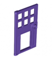 Dark Purple Door 1 x 4 x 6 with 6 Panes, Stud Handle, and Hole for Pet Flap