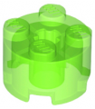Trans-Bright Green Brick, Round 2 x 2 with Axle Hole