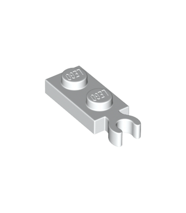 White Plate, Modified 1 x 2 with Clip on End (Vertical Grip)