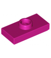 Magenta Plate, Modified 1 x 2 with 1 Stud with Groove and Bottom Stud Holder (Jumper)