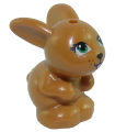 Medium Nougat Bunny / Rabbit, Friends, Sitting with Green Eyes, Black Nose and Mouth and Pink Tongue Pattern