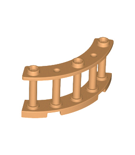 Medium Nougat Fence 4 x 4 x 2 Quarter Round Spindled with 3 Studs