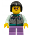 Child Girl, Flat Silver Jacket, Medium Lavender Short Legs, Black Short Hair, Glasses