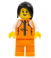 Woman, Orange Track Suit, Long Black Hair