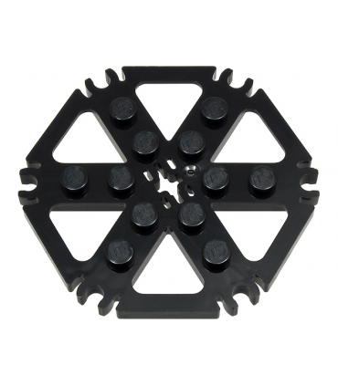 Black Technic, Plate Rotor 6 Blade with Clip Ends Connected (Water Wheel) - Solid Studs