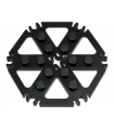Black Technic, Plate Rotor 6 Blade with Clip Ends Connected (Water Wheel) - Solid Studs