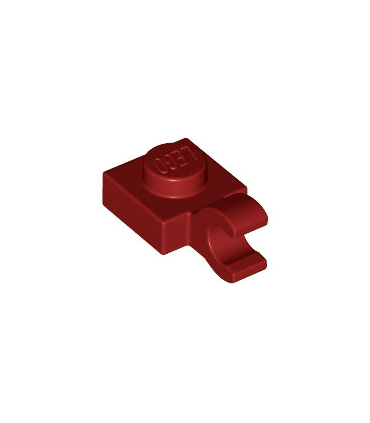 Dark Red Plate, Modified 1 x 1 with Open O Clip (Horizontal Grip)
