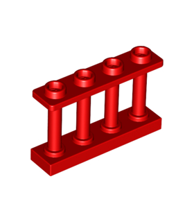 Red Fence 1 x 4 x 2 Spindled with 4 Studs
