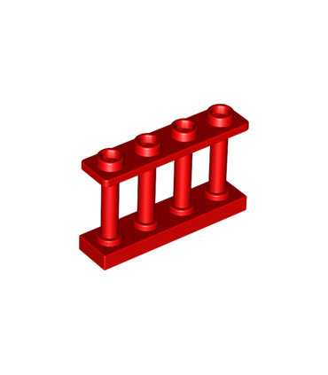 Red Fence 1 x 4 x 2 Spindled with 4 Studs