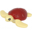 Tan Sea Turtle with Black Eyes and Dark Red Shell Pattern