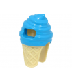 Dark Azure Minifigure, Headgear Head Cover, Costume Ice Cream with Tan Cone Pattern