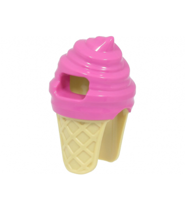 Dark Pink Minifigure, Headgear Head Cover, Costume Ice Cream with Tan Cone Pattern