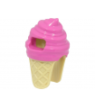 Dark Pink Minifigure, Headgear Head Cover, Costume Ice Cream with Tan Cone Pattern