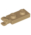 Dark Tan Plate, Modified 1 x 2 with Clip on End (Horizontal Grip)