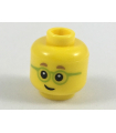 Yellow Minifigure, Head Child Medium Nougat Eyebrows, Lime Glasses Pattern - Hollow Stud