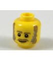 Yellow Minifigure, Head Dark Tan Eyebrows, Moustache, Dark Tan and Gray Sideburns, Stubble and White Pupils Pattern