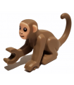 Dark Tan Monkey with Molded Light Nougat Face and Ears, Printed Black Eyes, Nostrils, and Mouth Pattern