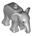 Light Bluish Gray Elephant, Baby with Black Eyes and White Pupils Pattern