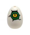 White Egg with Small Pin Hole with Yellow and Green Alligator / Crocodile Eye and Cracks Pattern