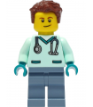 Wildlife Rescue Veterinarian - Male, Light Aqua Scrubs, Sand Blue Legs, Reddish Brown Hair