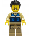 Wildlife Rescue Worker - Male, Blue Vest with 'RESCUE' Pattern on Back, Dark Tan Legs with Pockets, Black Hair