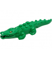 Green Alligator / Crocodile with 20 Teeth with Yellow Eyes without White Glints Pattern with Light Bluish Gray Technic, Pin 1/2