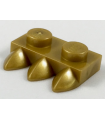 Pearl Gold Plate, Modified 1 x 2 with 3 Teeth