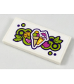 White Tile 2 x 4 with Fruit, Sorbet, and Tropical Drink Pattern (Sticker) - Set 41313