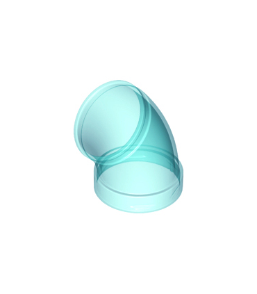 Trans-Light Blue Cylinder Tube, Curved 45 degrees