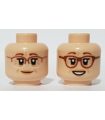 Light Nougat, Head Dual Sided Female, Reddish Brown Eyebrows, Cheek and Brow Lines, Glasses, Smile /Mouth Smile Pattern