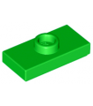 Bright Green Plate, Modified 1 x 2 with 1 Stud with Groove and Bottom Stud Holder (Jumper)