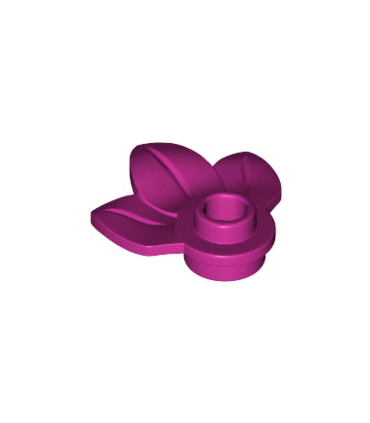 Magenta Plant Plate, Round 1 x 1 with 3 Leaves