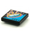 Black Tile 2 x 2 with Groove with BeatBit Album Cover - Clock Reentering Atmosphere Pattern