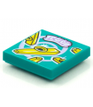 Dark Turquoise Tile 2 x 2 with Groove with BeatBit Album Cover - Kazoos Pattern