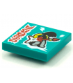 Dark Turquoise Tile 2 x 2 with Groove with BeatBit Album Cover - Man Playing Flying V Guitar Pattern