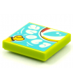 Lime Tile 2 x 2 with Groove with BeatBit Album Cover - Hand and Beach Ball Pattern