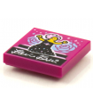 Magenta Tile 2 x 2 with Groove with BeatBit Album Cover - Singer with Pink Hair in Black Dress Pattern