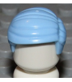Bright Light Blue Minifigure, Hair Short Combed Sideways Part Left