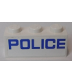 White Brick 1 x 3 with Blue 'POLICE' Pattern (Sticker) - Set 60048