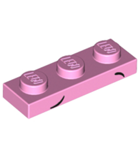 Bright Pink Plate 1 x 3 with 2 Small Black Arcs Low and High - (Sad Unikitty) Eyebrows Pattern