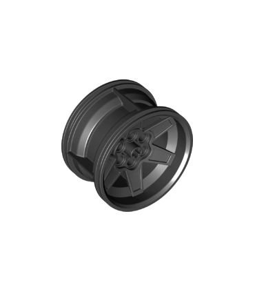 Black Wheel 56mm D. x 34mm Technic Racing Medium, 6 Pin Holes