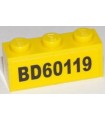 Yellow Brick 1 x 3 with Black 'BD60119' on Yellow Background Pattern (Sticker) - Set 60119