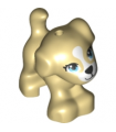 Tan Dog, Friends, Puppy, Standing with Medium Azure Eyes without Outline, Black Nose and Mouth, White Blaze and Muzzle Pattern