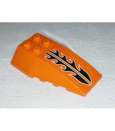Orange Wedge 6 x 4 Triple Curved with Black and White Flames Pattern (Sticker) - Set 60178